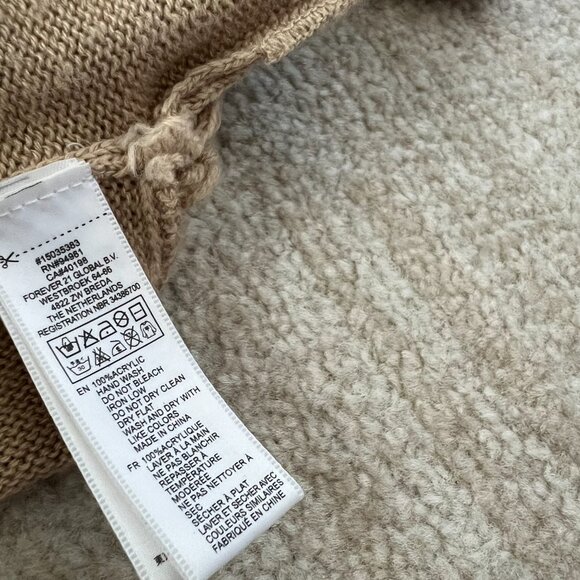 Forever 21 Chunky Cable Knit Tan Cardigan Sweater S - Picture 10 of 10